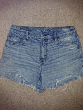 American Eagle Outfitters Light Blue Distressed Denim Shorts Size 2